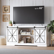 Farmhouse TV Stand with Sliding Barn Doors - 59 Inch Media Console