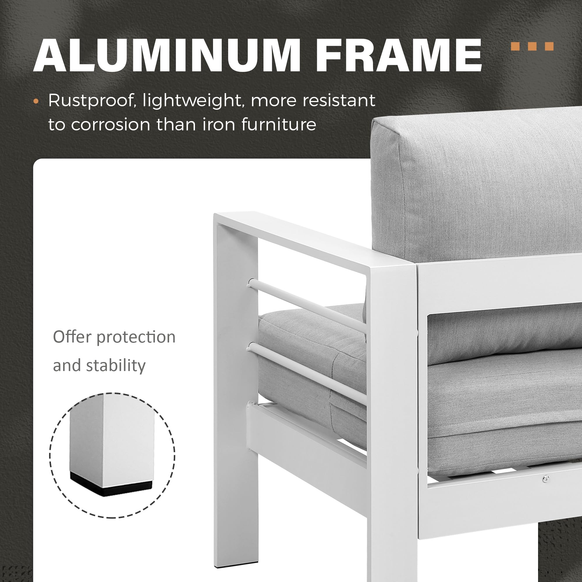 Aluminum Patio Sectional Sofa Set with Coffee Table