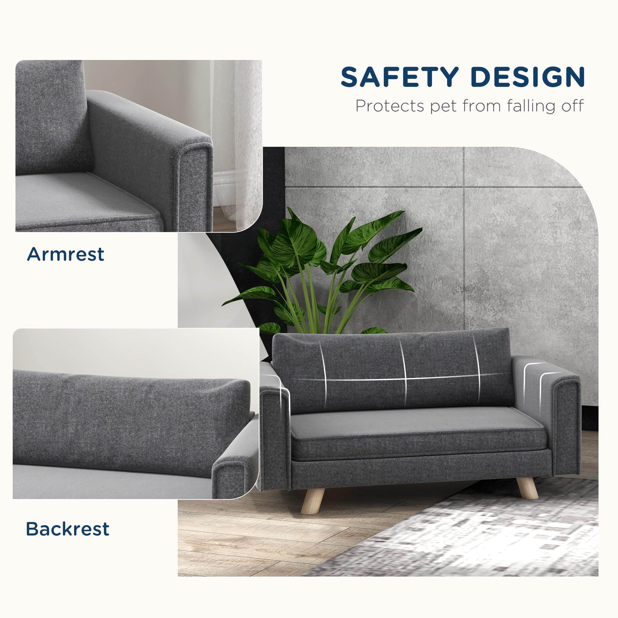 Raised Dog Sofa with Removable Cushions