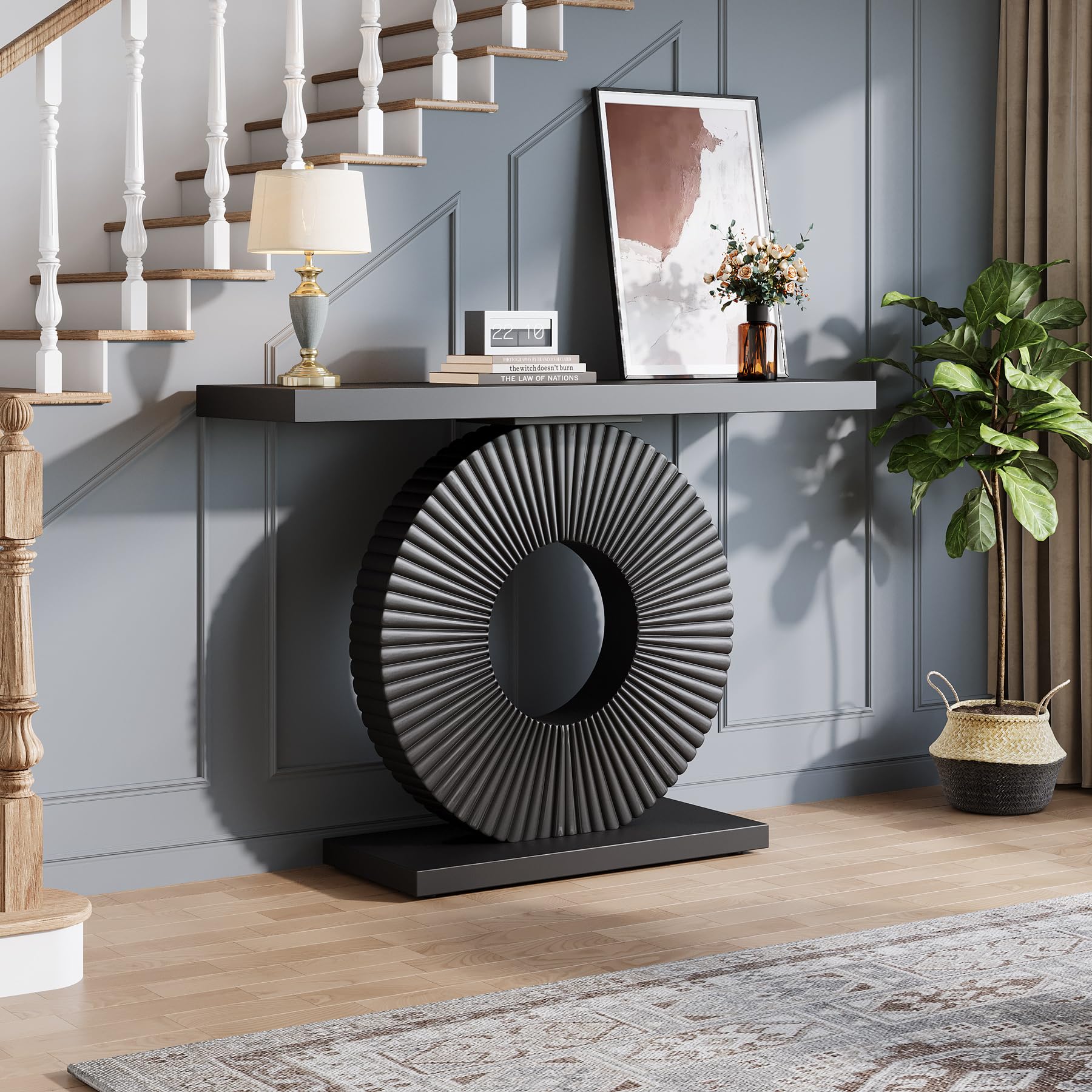 Modern Entryway Console Table with Geometric Base