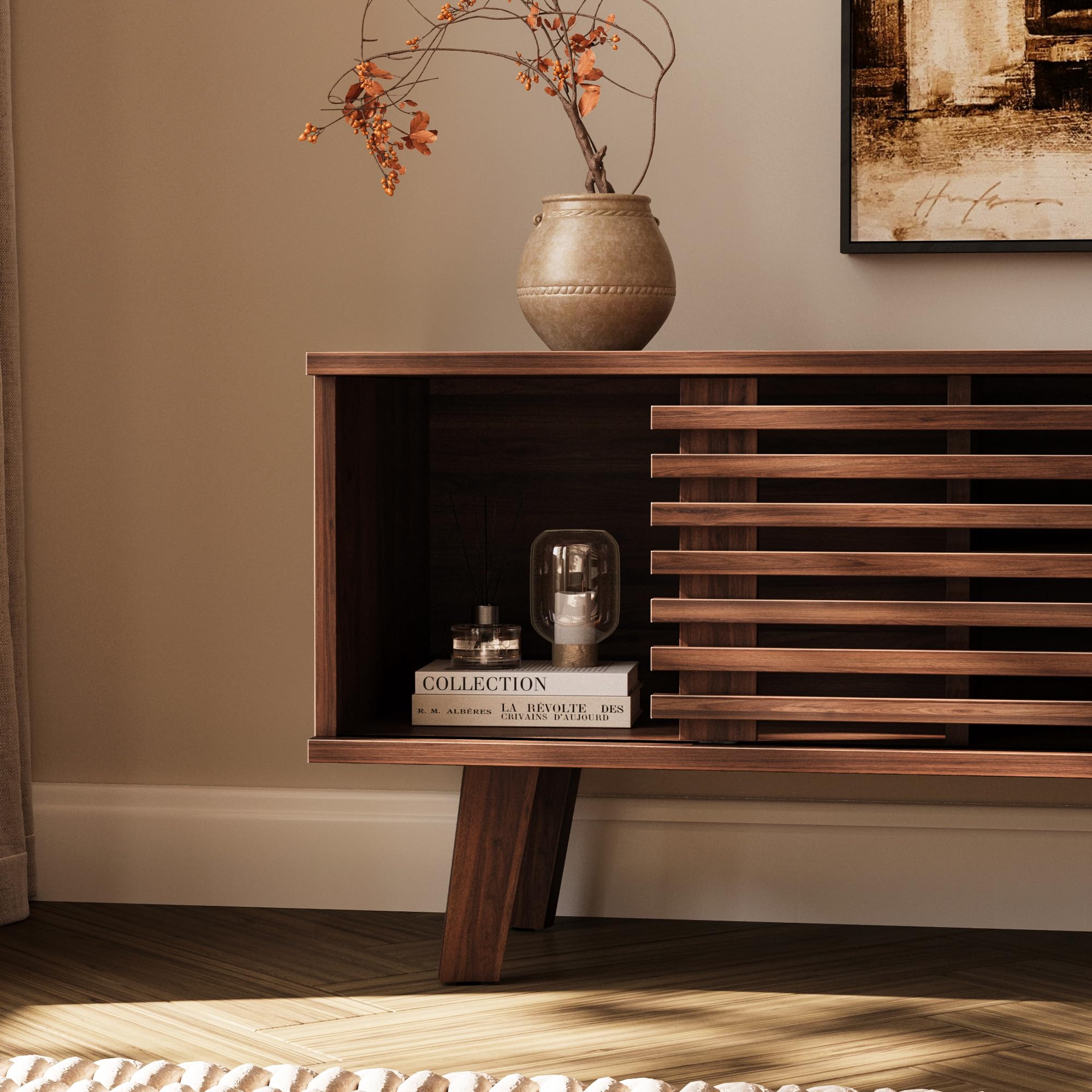 Mid-Century Modern TV Stand with Storage Cabinet