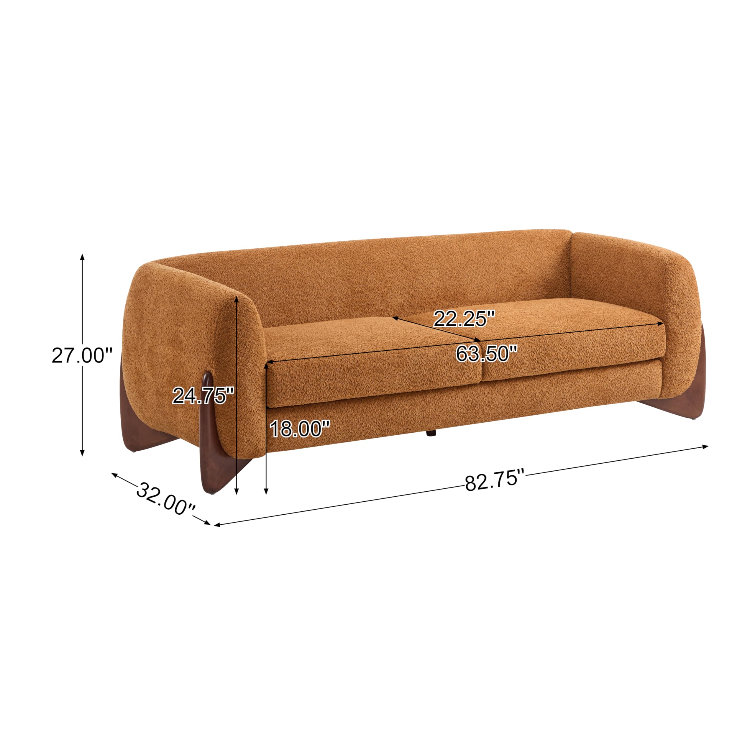 Almab 82-Inch Boucle Upholstered 3-Seater Sofa