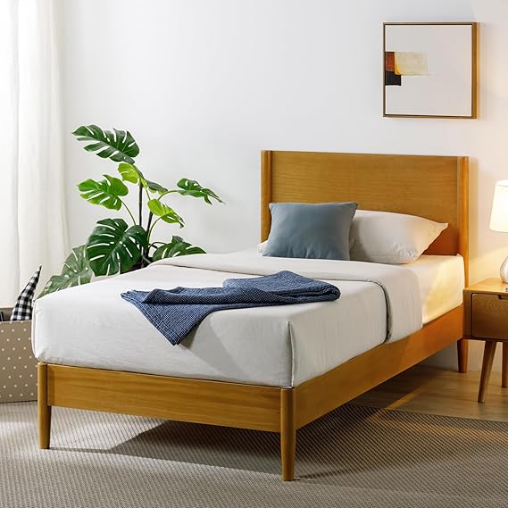 Mid Century Wood Platform Bed Frame Queen