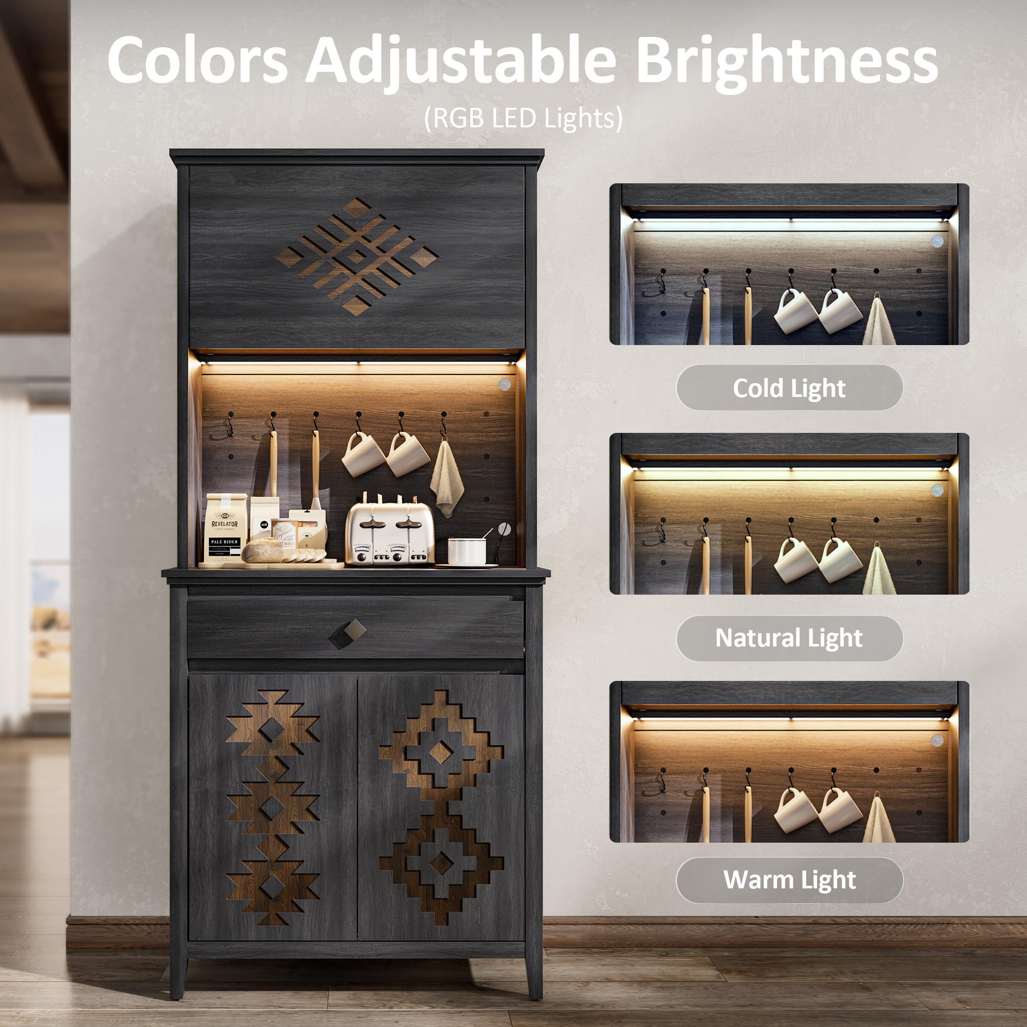 72" Tall Kitchen Pantry with Hydraulic Flip Up Door