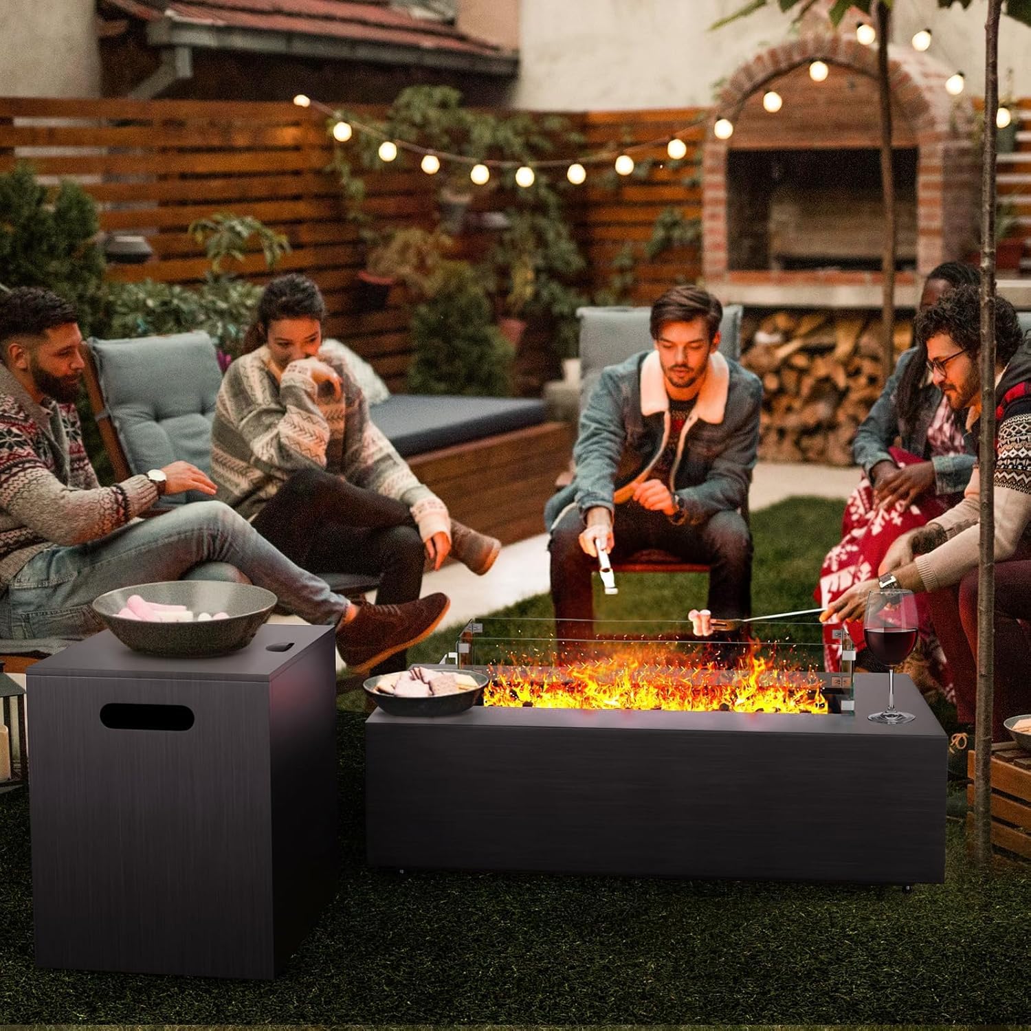 42" Propane Fire Pit Table with Tank Holder