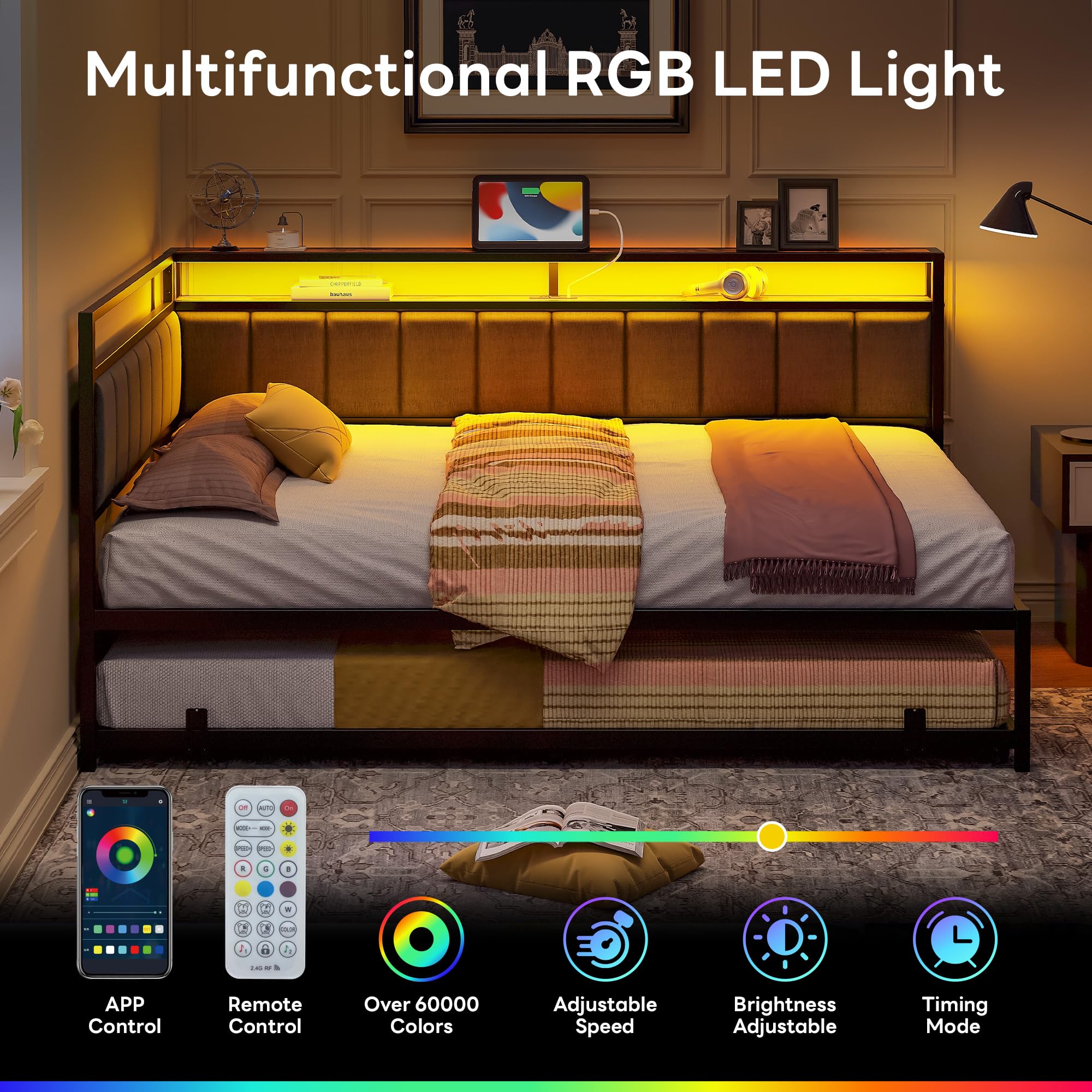 Full Daybed with Trundle and LED Lights