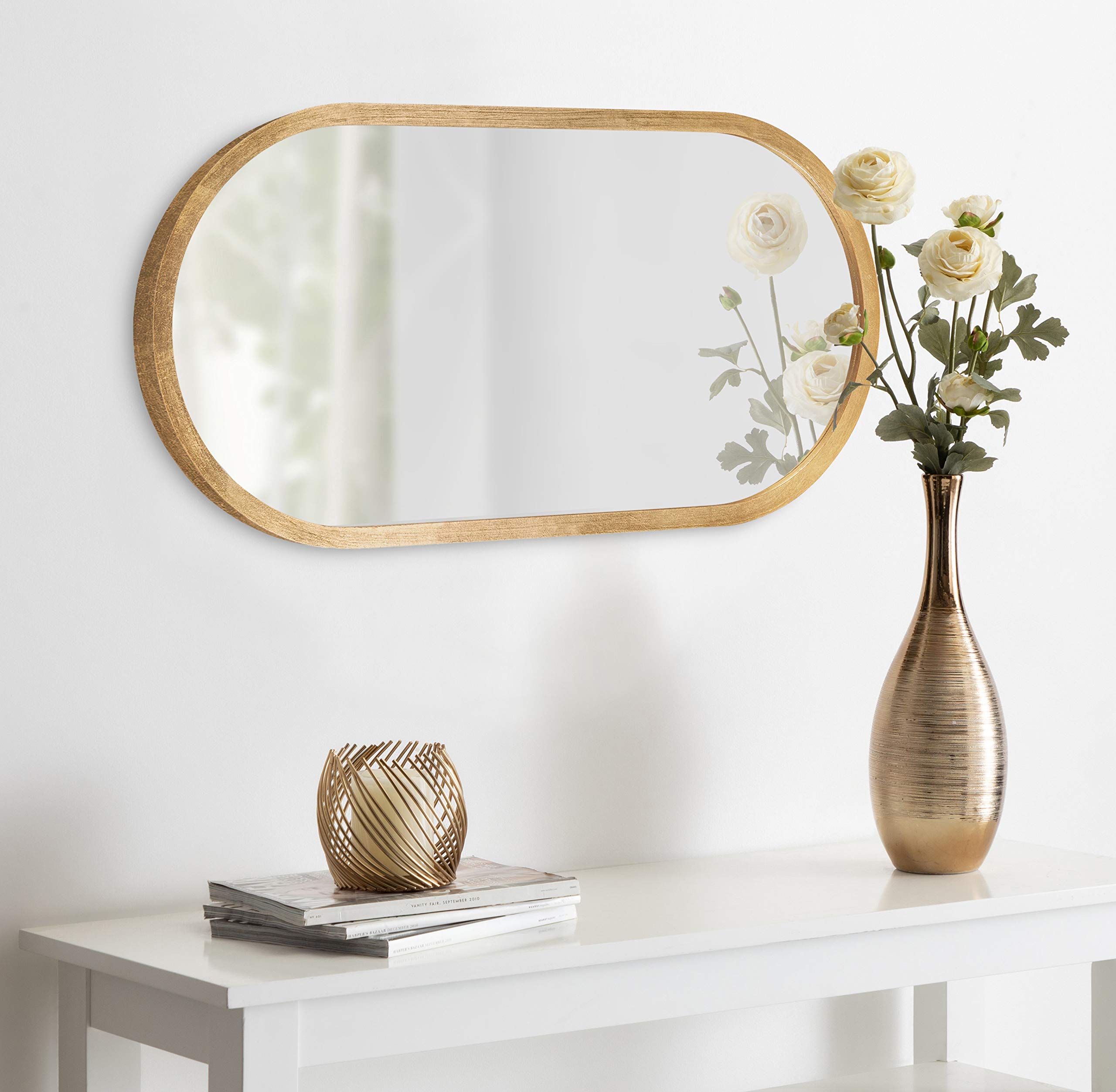 Oval Wall Mirror Gold Frame 12x24