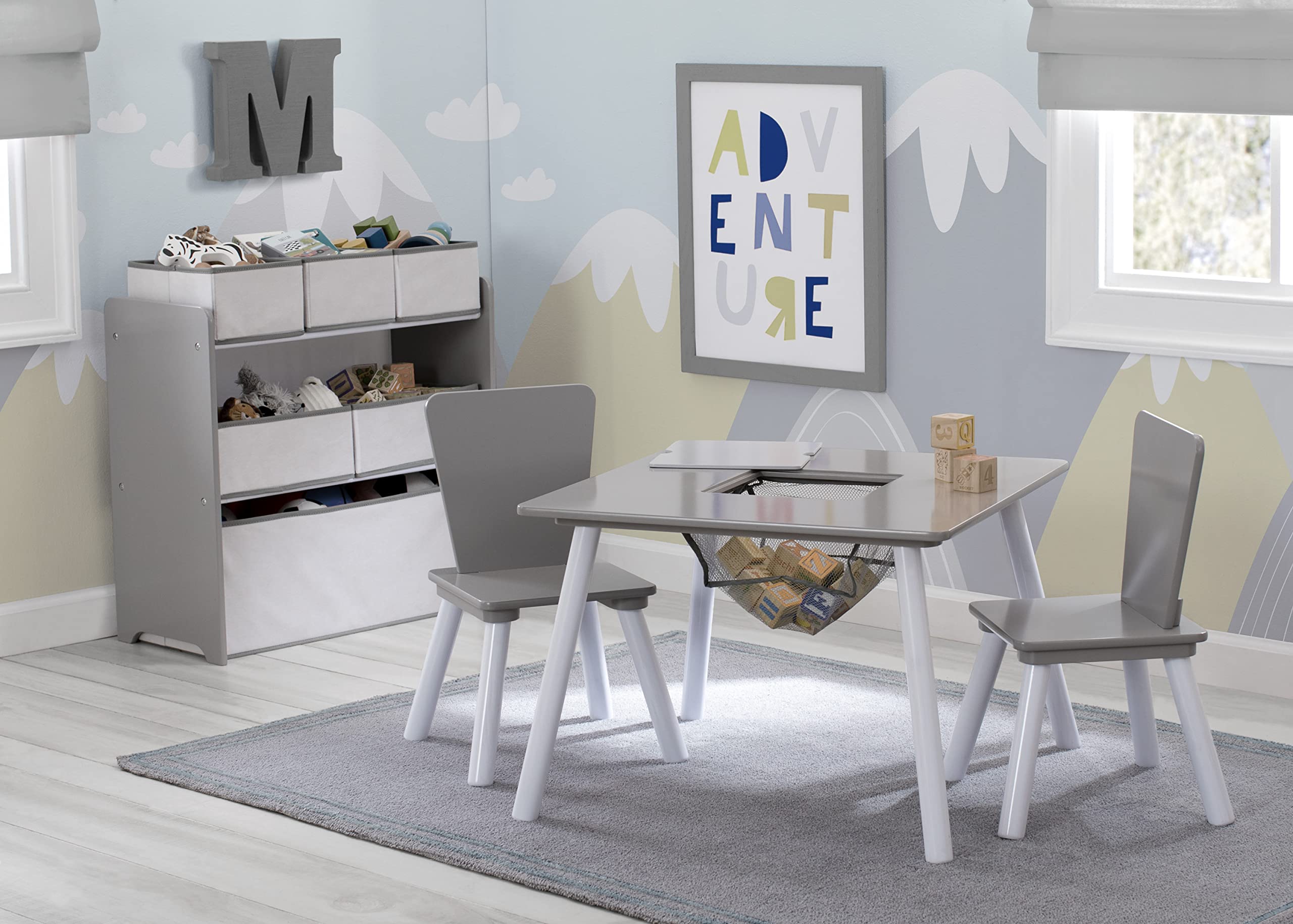 4-Piece Toddler Playroom Set with Bed