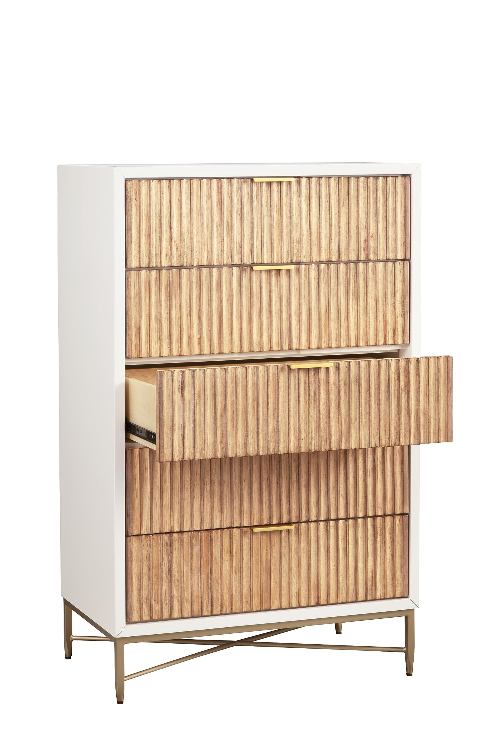 Larsen Dresser White with Textured Wood Drawers