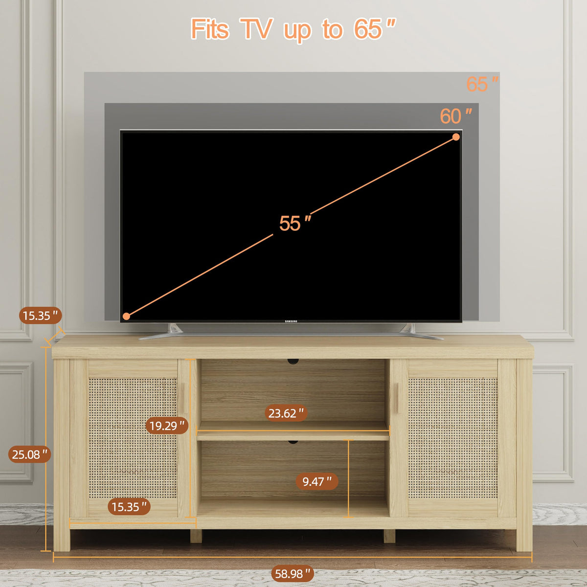TV Stand Entertainment Center with Storage