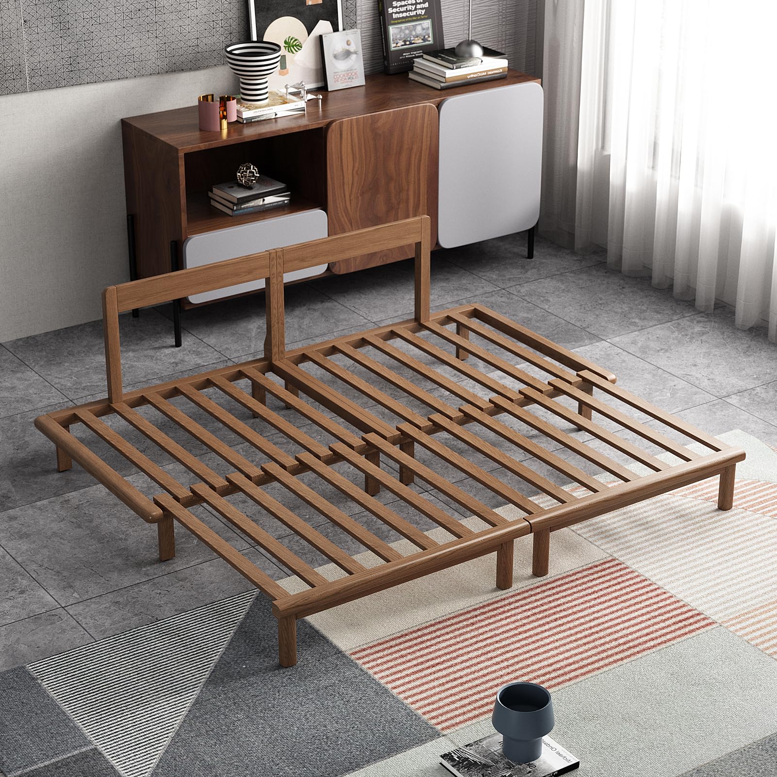Convertible Sofa Bed with Solid Wood Frame
