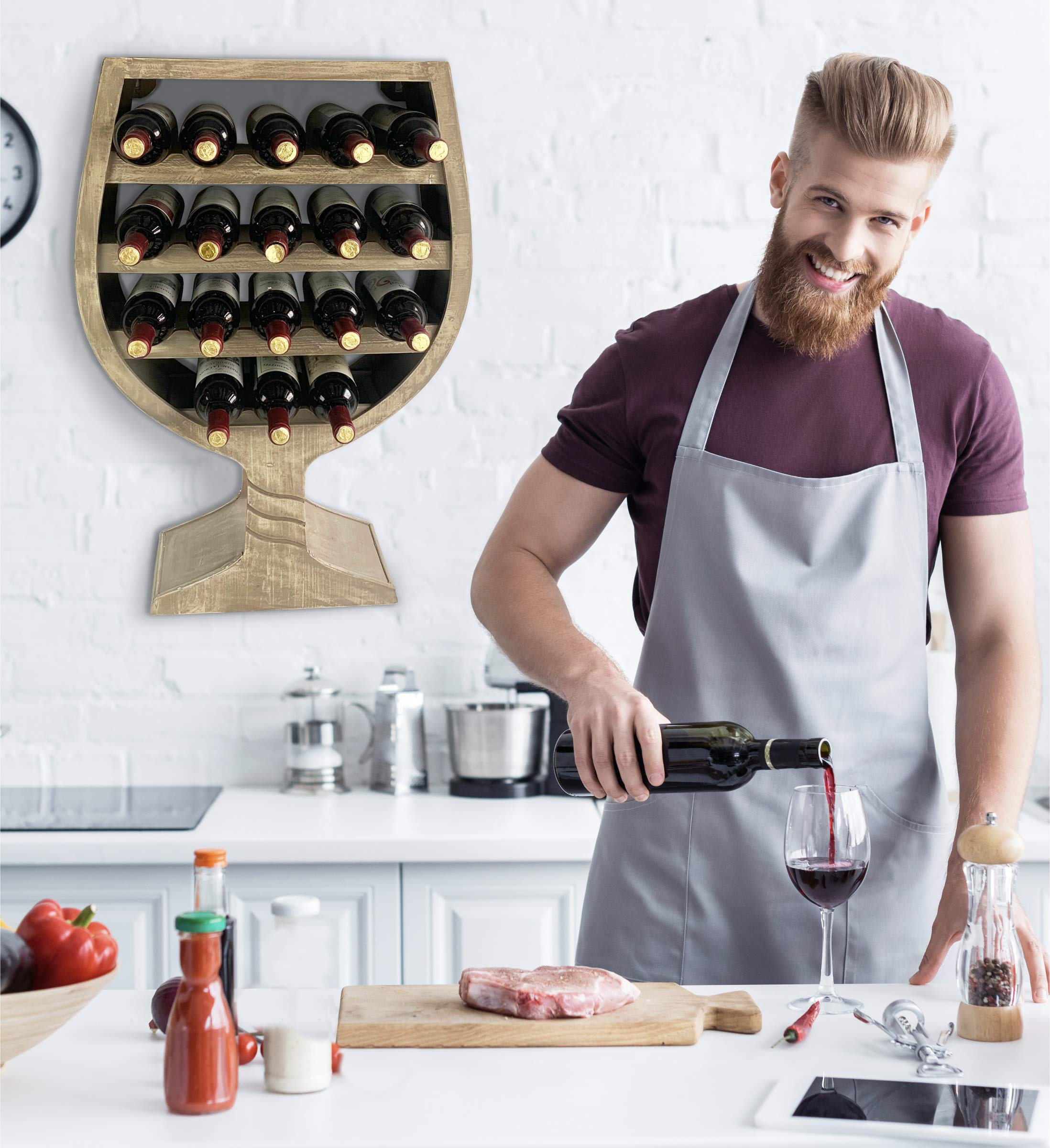 18 Bottle Wine Glass Shaped Wall Mounted Wine Rack