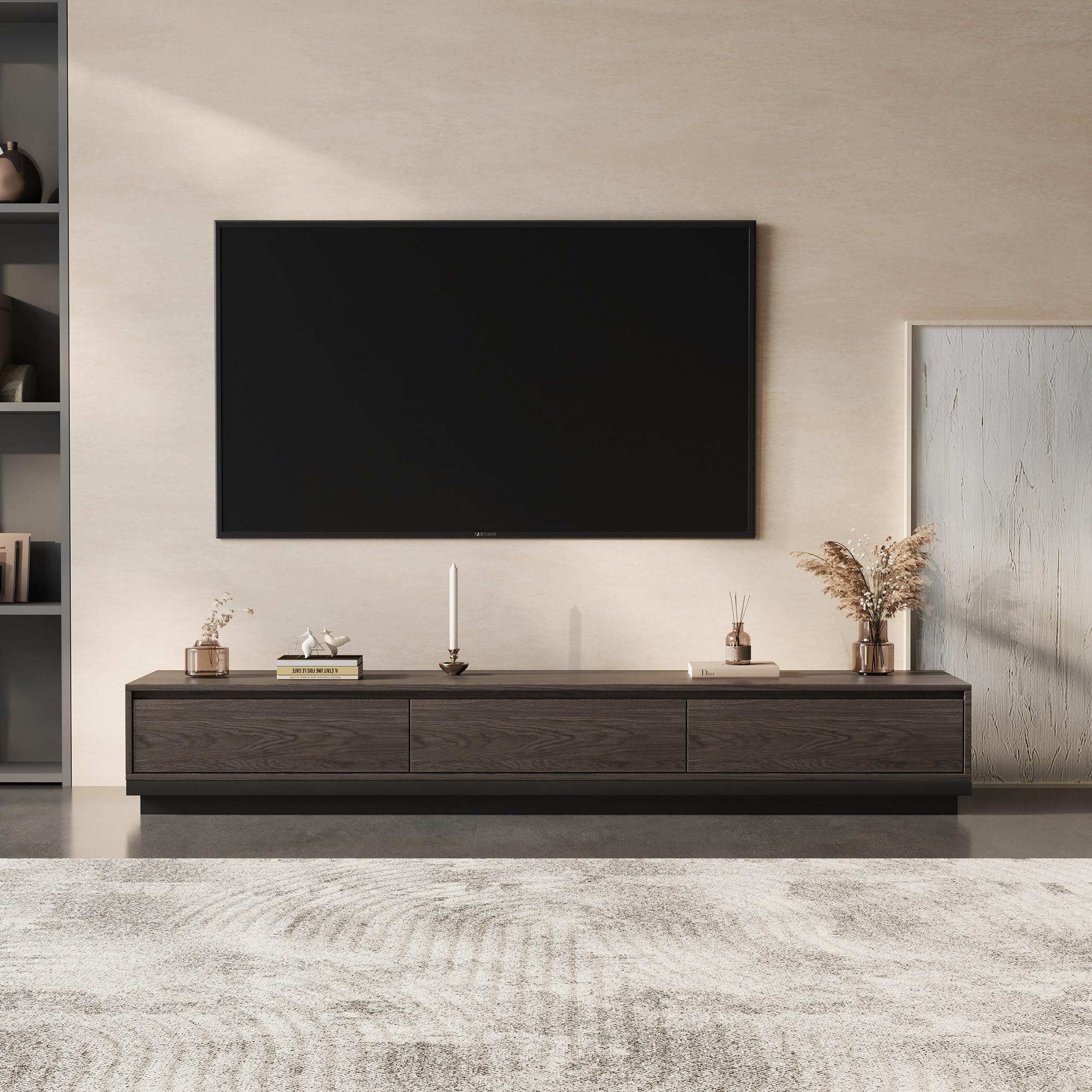 Expandable TV Stand with 3 Drawers Black Walnut