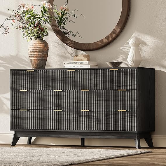 47 Inch Wide 6 Drawer Dresser with Fluted Design