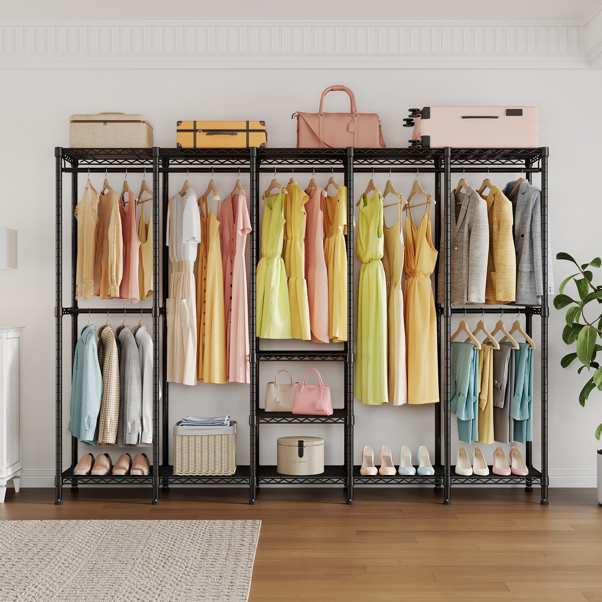 Extra Large Wire Garment Rack with Adjustable Shelves