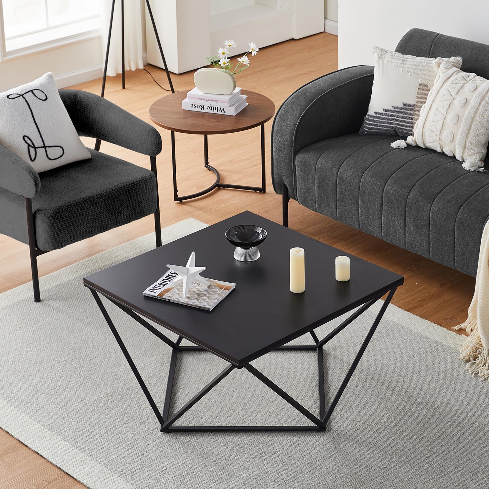 Square Coffee Table - Modern Industrial Style