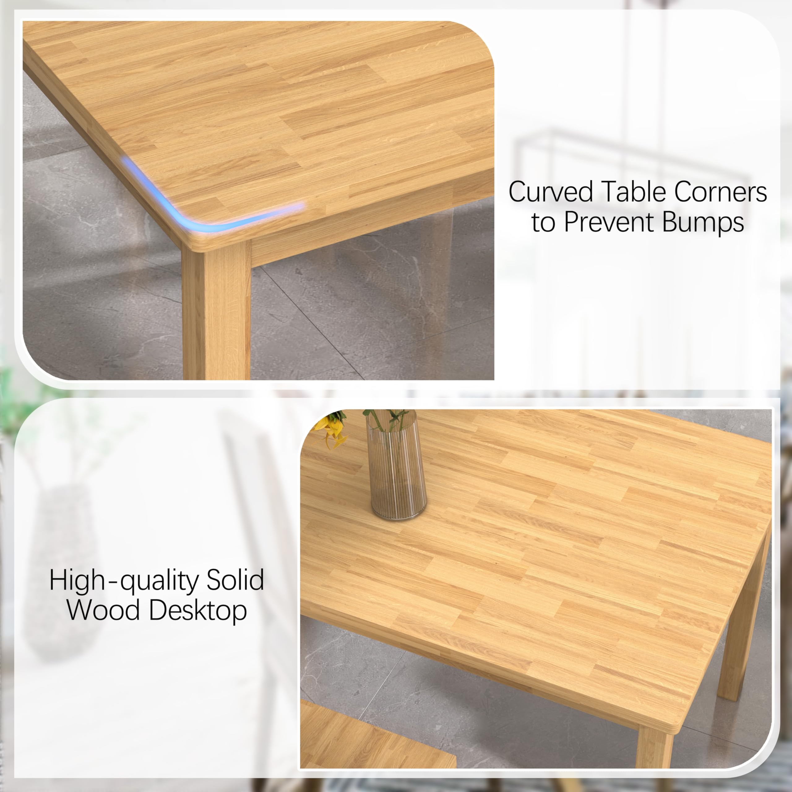 5-Piece Solid Wood Dining Table Set