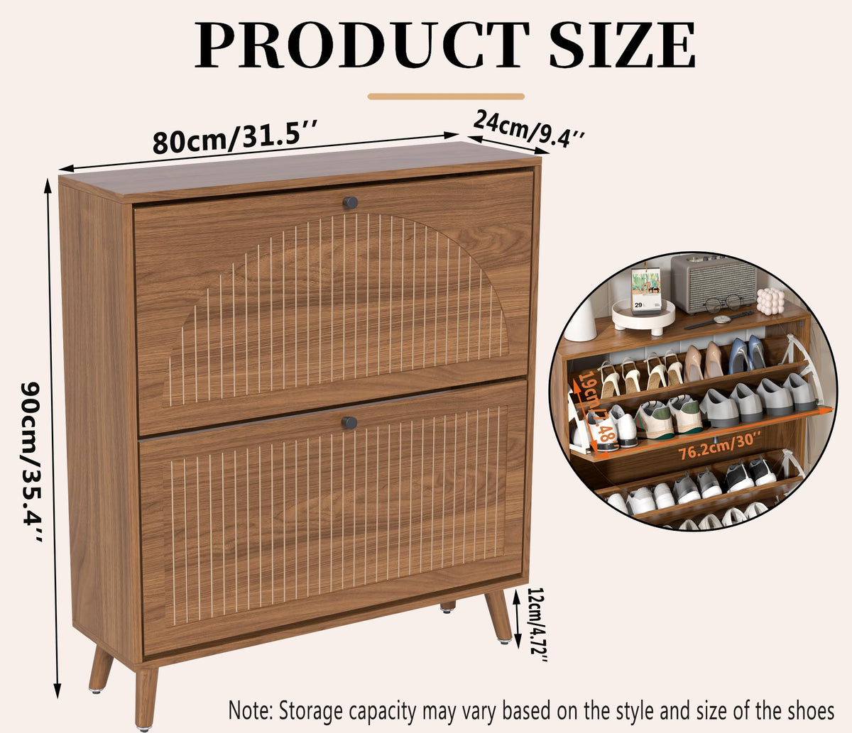 Shoe Storage Cabinet with 2 Flip Drawers