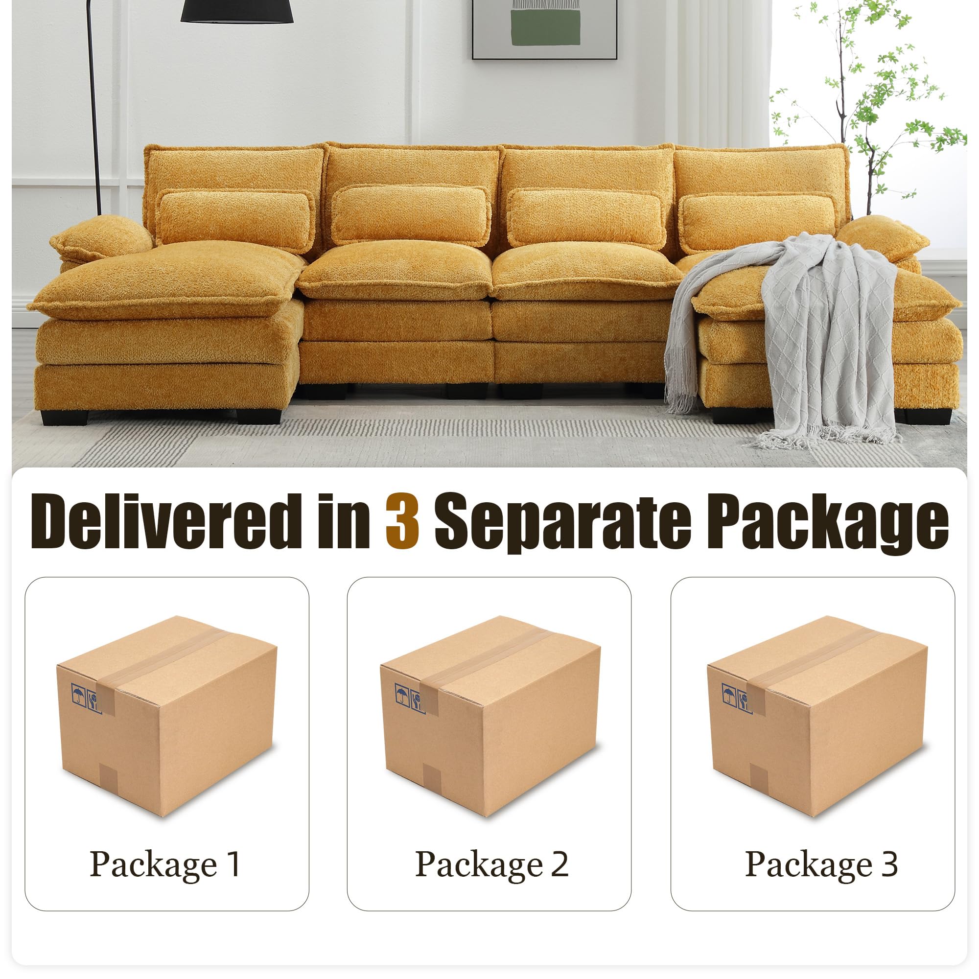 110'' U-Shaped Sectional Sofa with Double Lounger