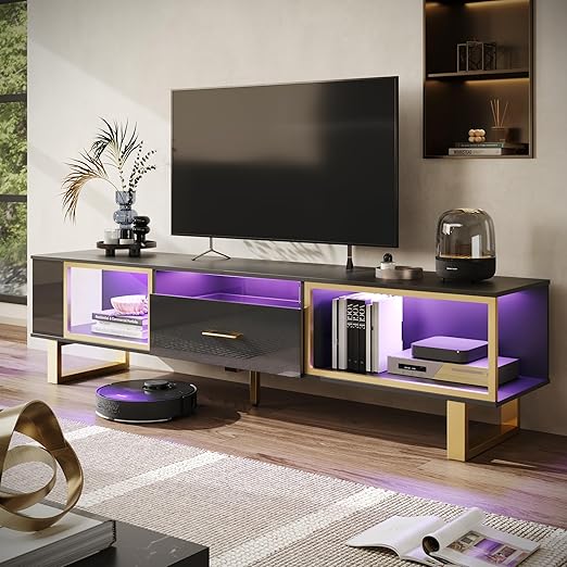LED Gaming Entertainment Center TV Stand with Storage Drawer