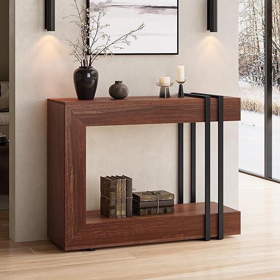 42.5" Console Table Behind Couch 2-Tier Narrow Entryway Table with Storage