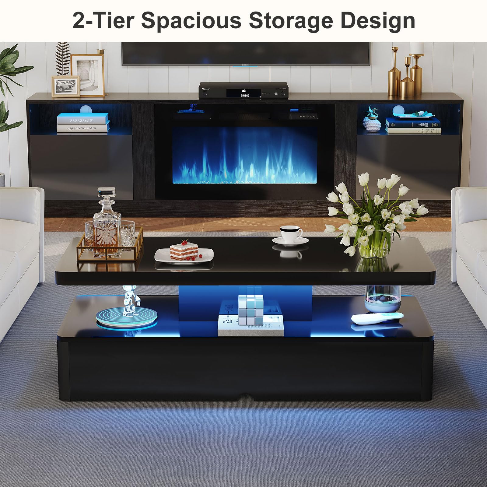 LED Coffee Table with Storage