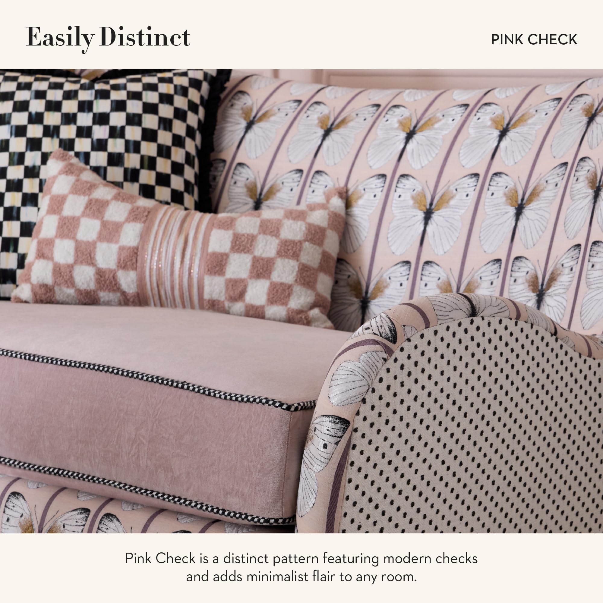 Lumbar Throw Pillow - Pink Check Bow - 11x20