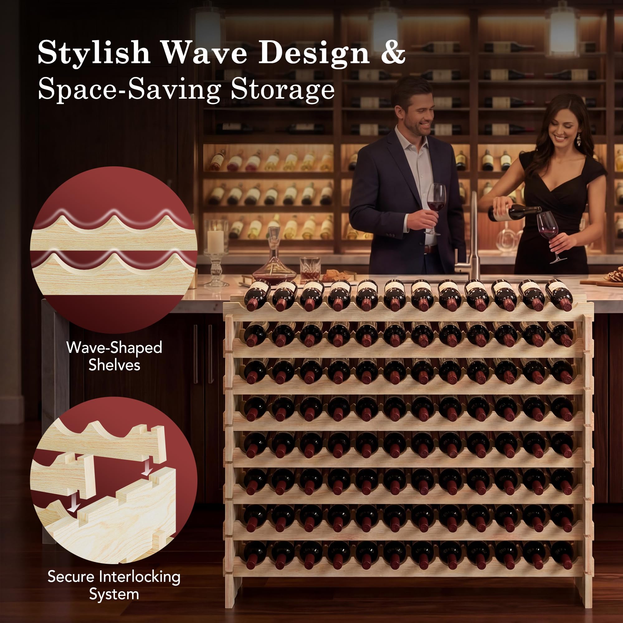 96 Bottle Stackable Modular Wine Rack