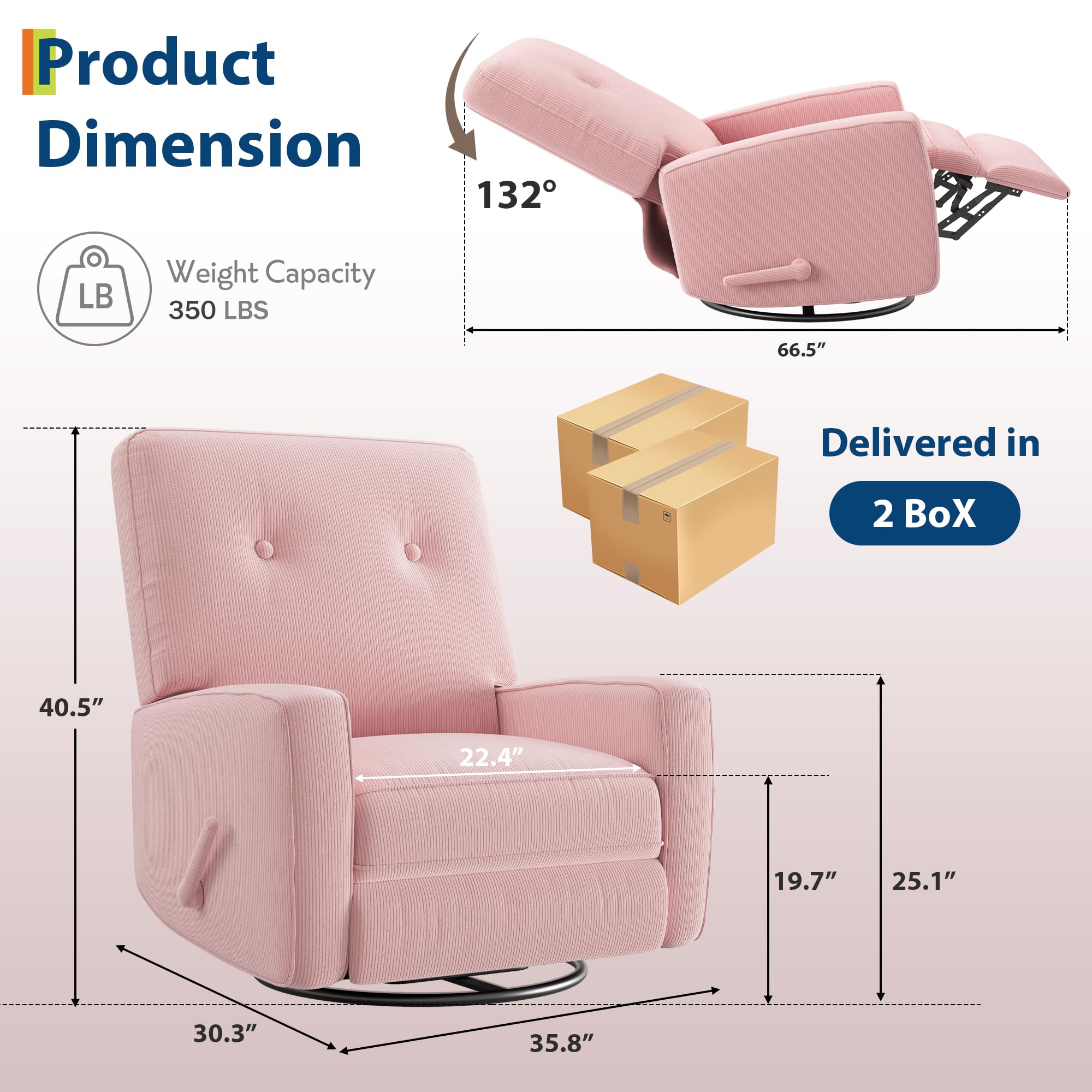 360° Swivel Rocking Glider Recliner Chair
