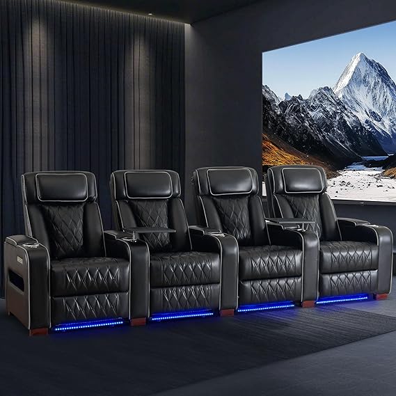 Luxury Home Theater Seating Power Recliner with LED Lighting