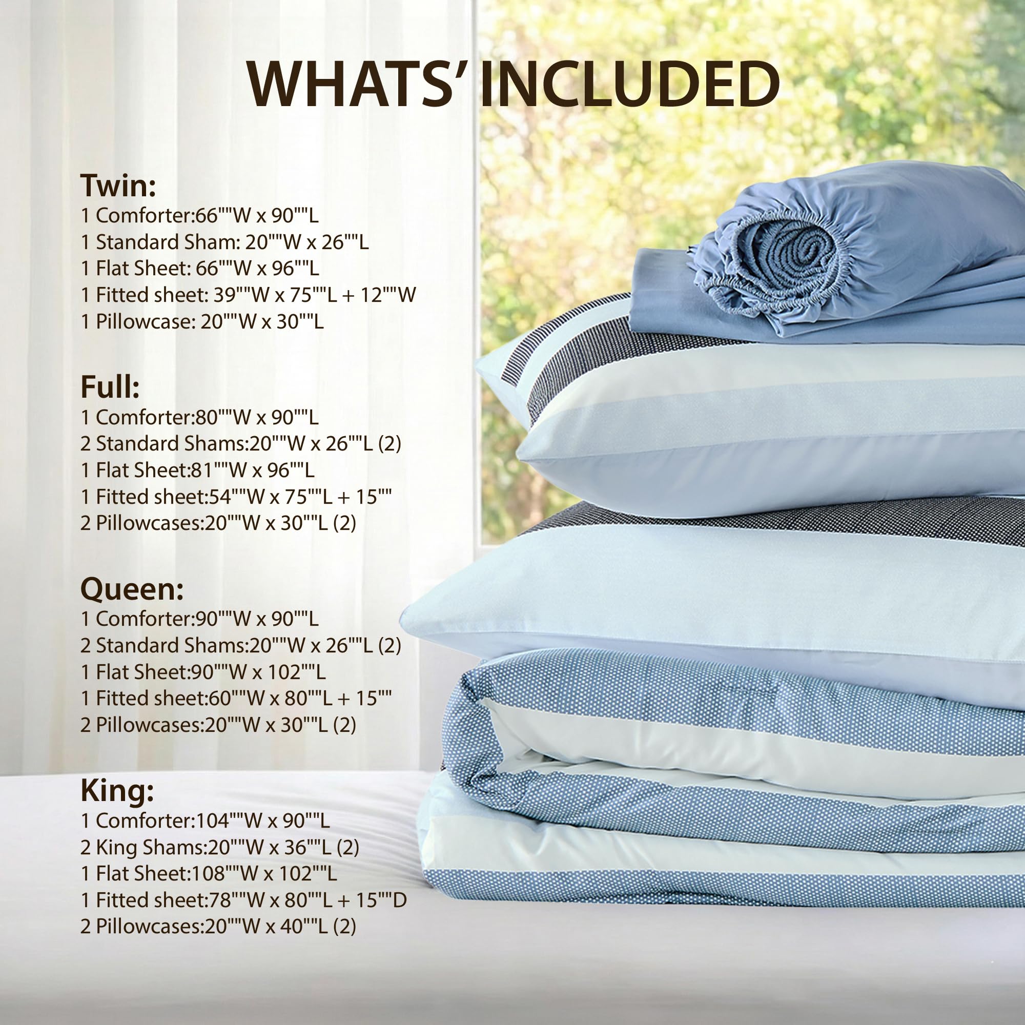 King Size Striped Comforter Set 7-Piece