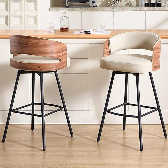 Swivel Bar Stools Set of 2 - 26 Inch Counter Height