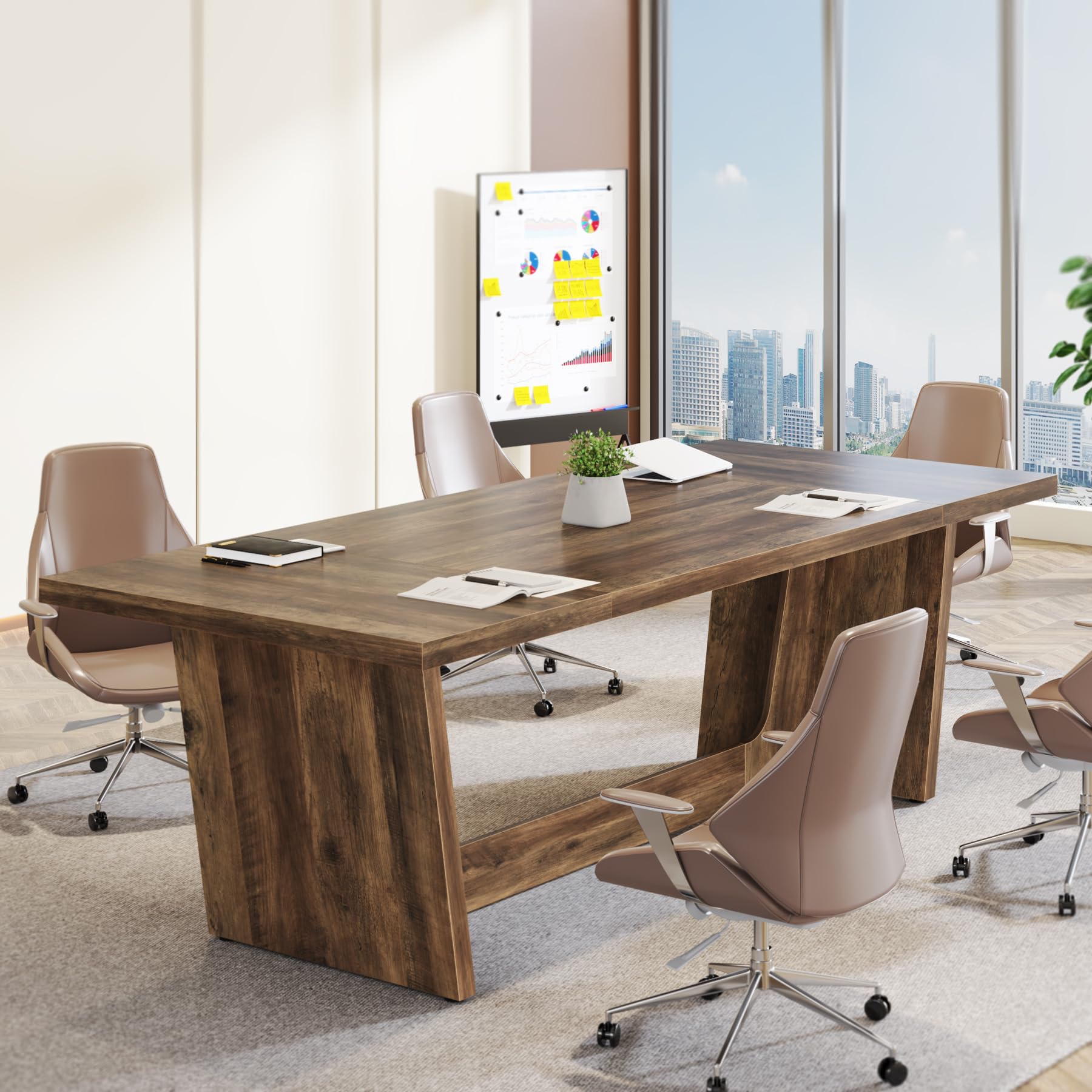 70.87-Inch Executive Desk with Wooden Pedestal