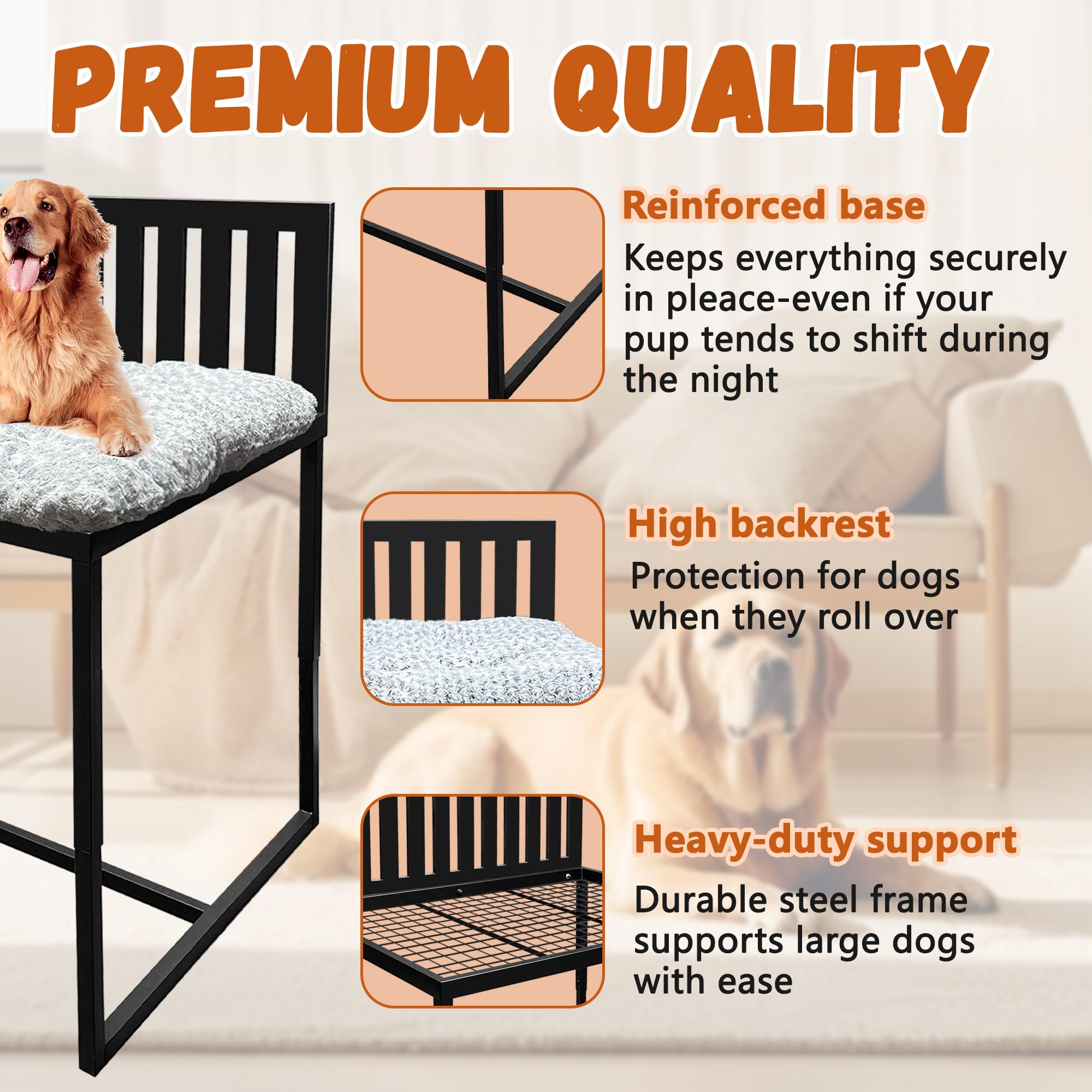 Adjustable Height Dog Bunk Bed with Cushion