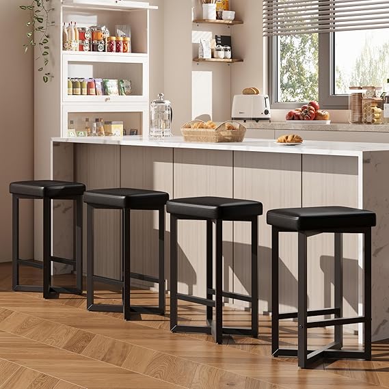 Bar Stools Set of 4 - 24.6" Counter Height Backless