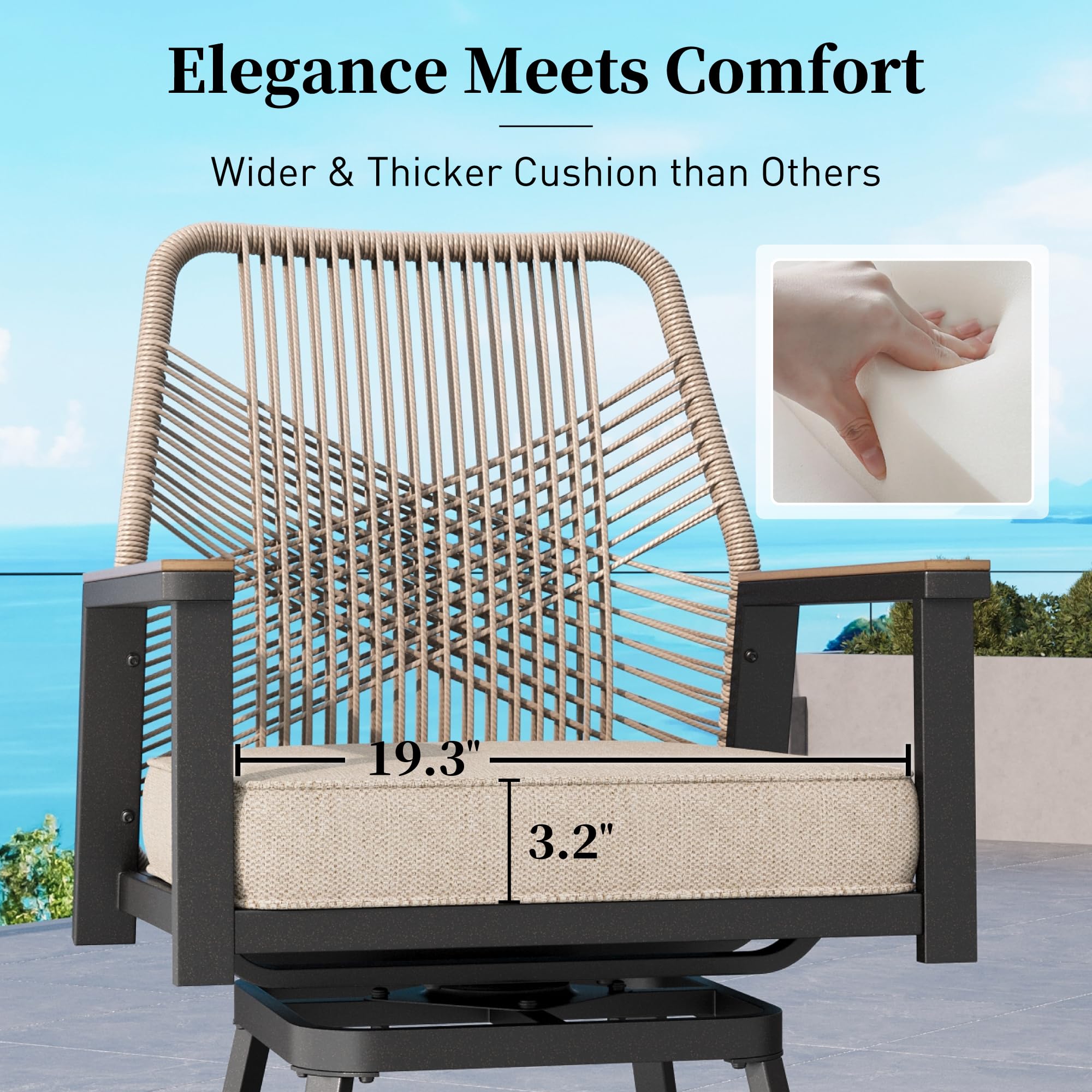 Swivel Bar Stools Set of 4 with Cushions