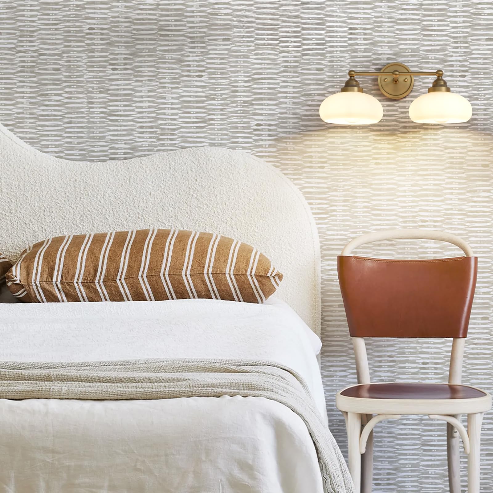 Vintage 2-Light Wall Sconce with Milk White Glass Shade