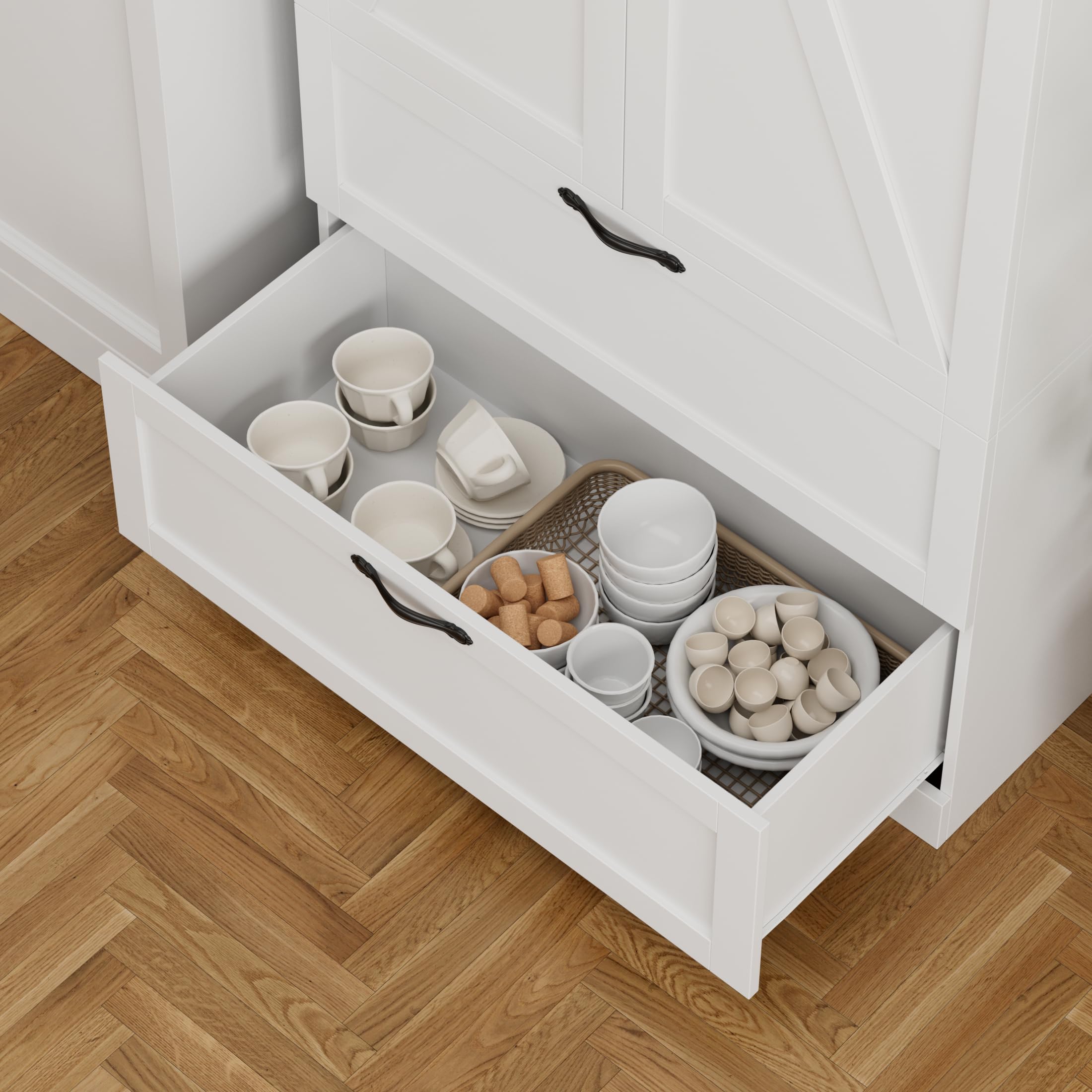 70" Tall Kitchen Pantry Storage Cabinet with Barn Doors
