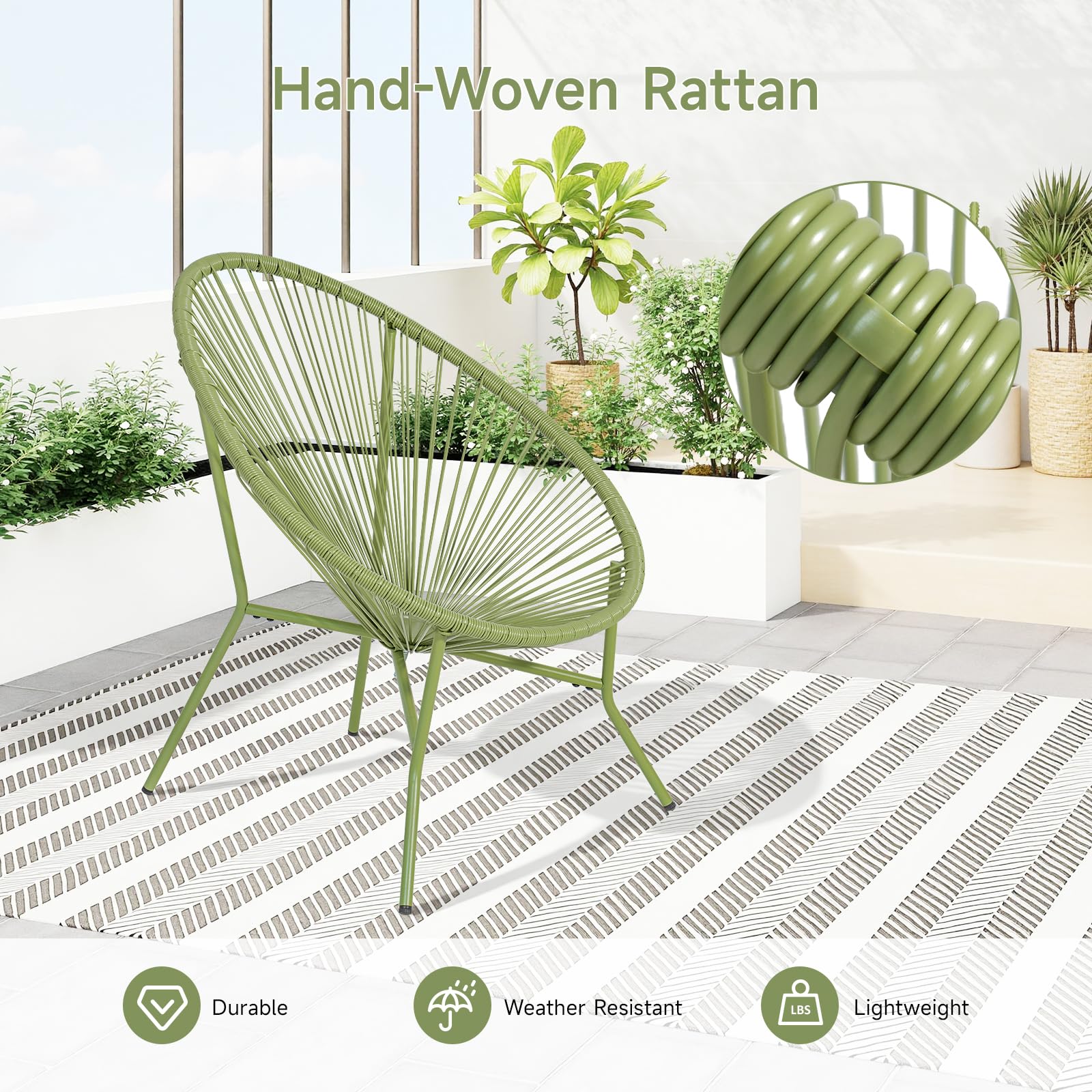 2 Piece Outdoor Acapulco Chair Set Green