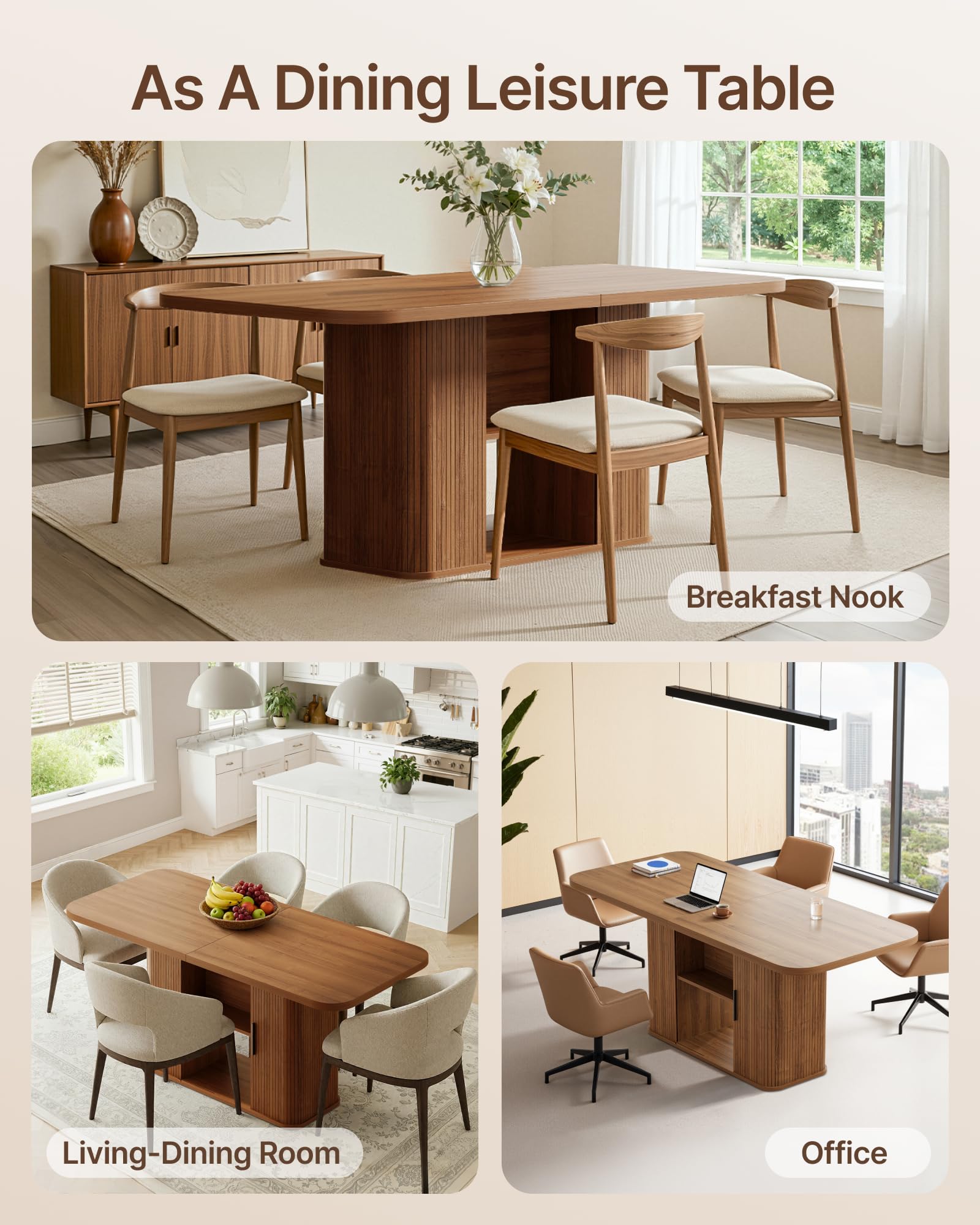 70.9" Rectangle Dining Table with Storage