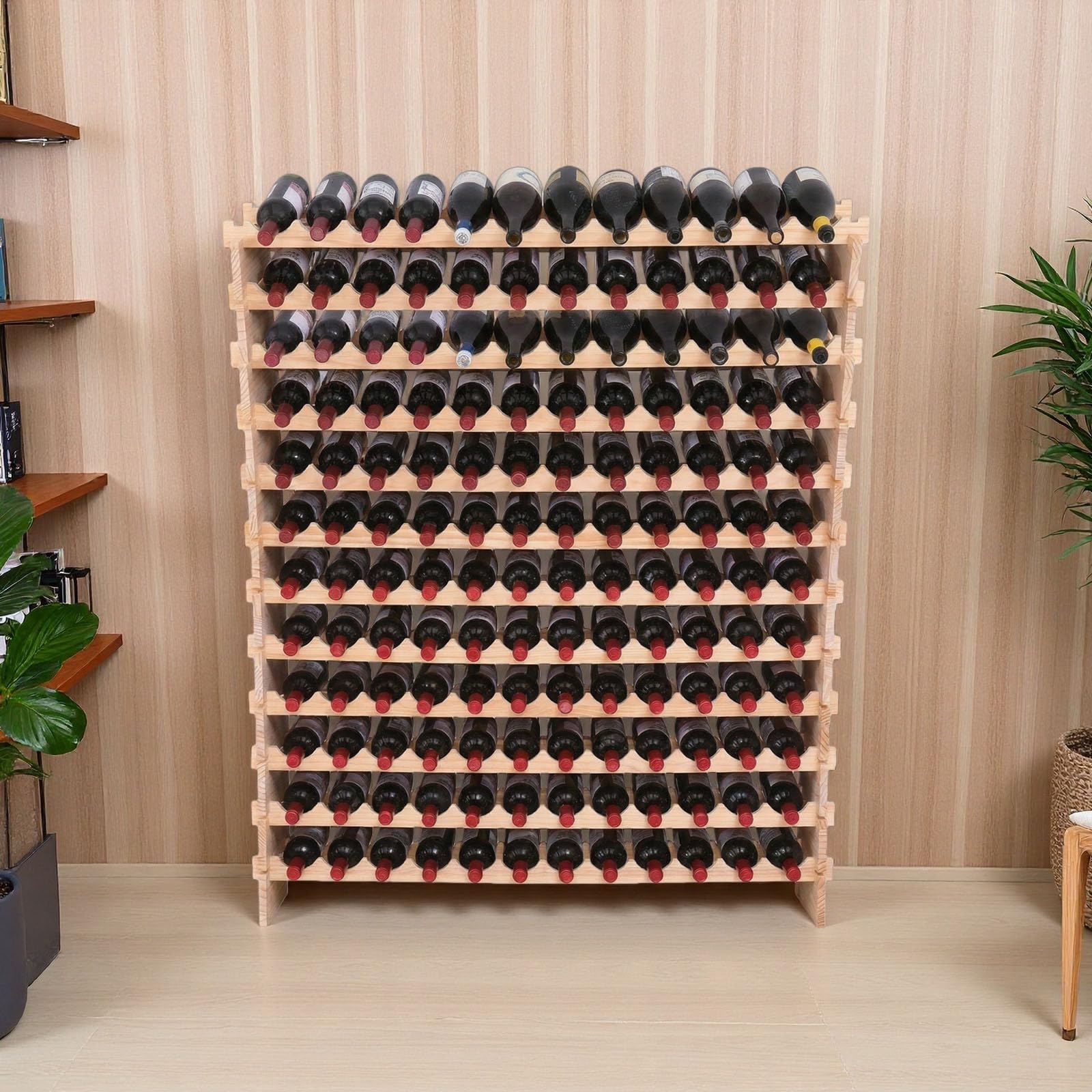 144-Bottle Pine Wood Wine Rack