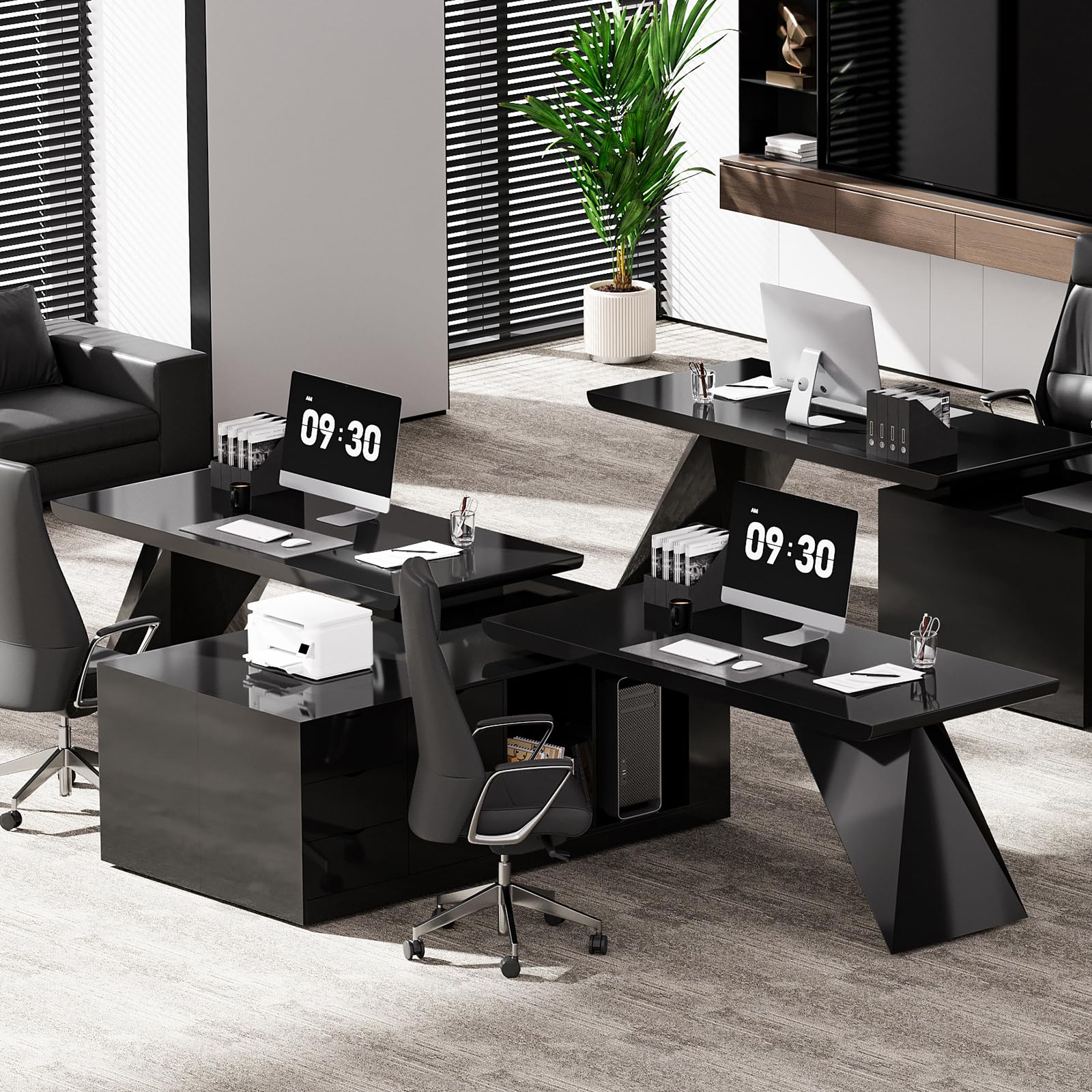 L-Shape Executive Desk with Storage