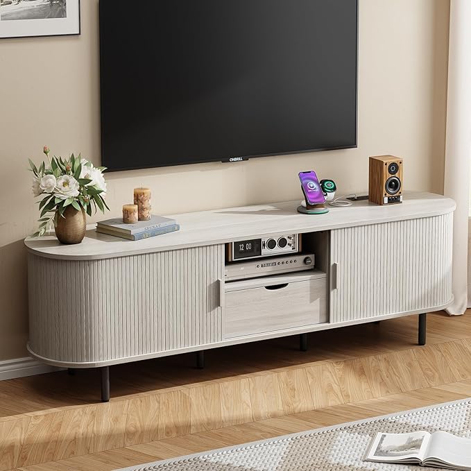 69" TV Stand with Power Outlet and Storage