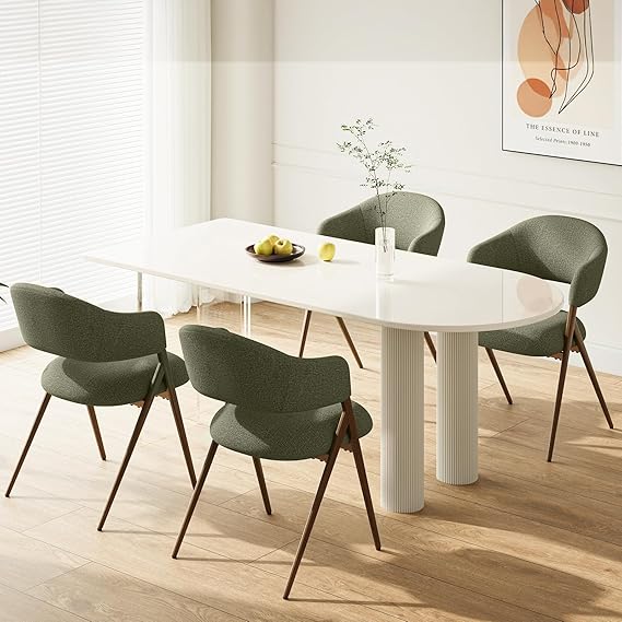 Dining Chairs Set of 4 Modern Fabric Upholstered with Open Back