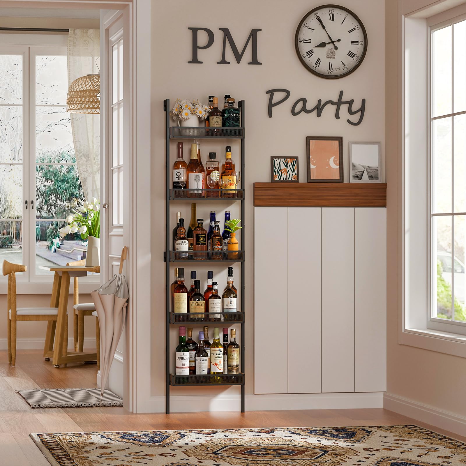 5-Tier Wall Mounted Wine Rack - 50 Bottles