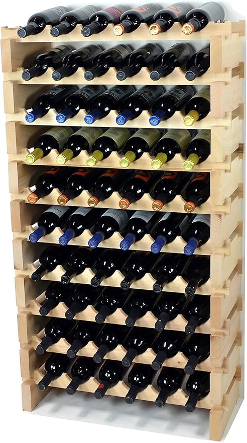Modular Wine Rack Beechwood 72 Bottle Capacity