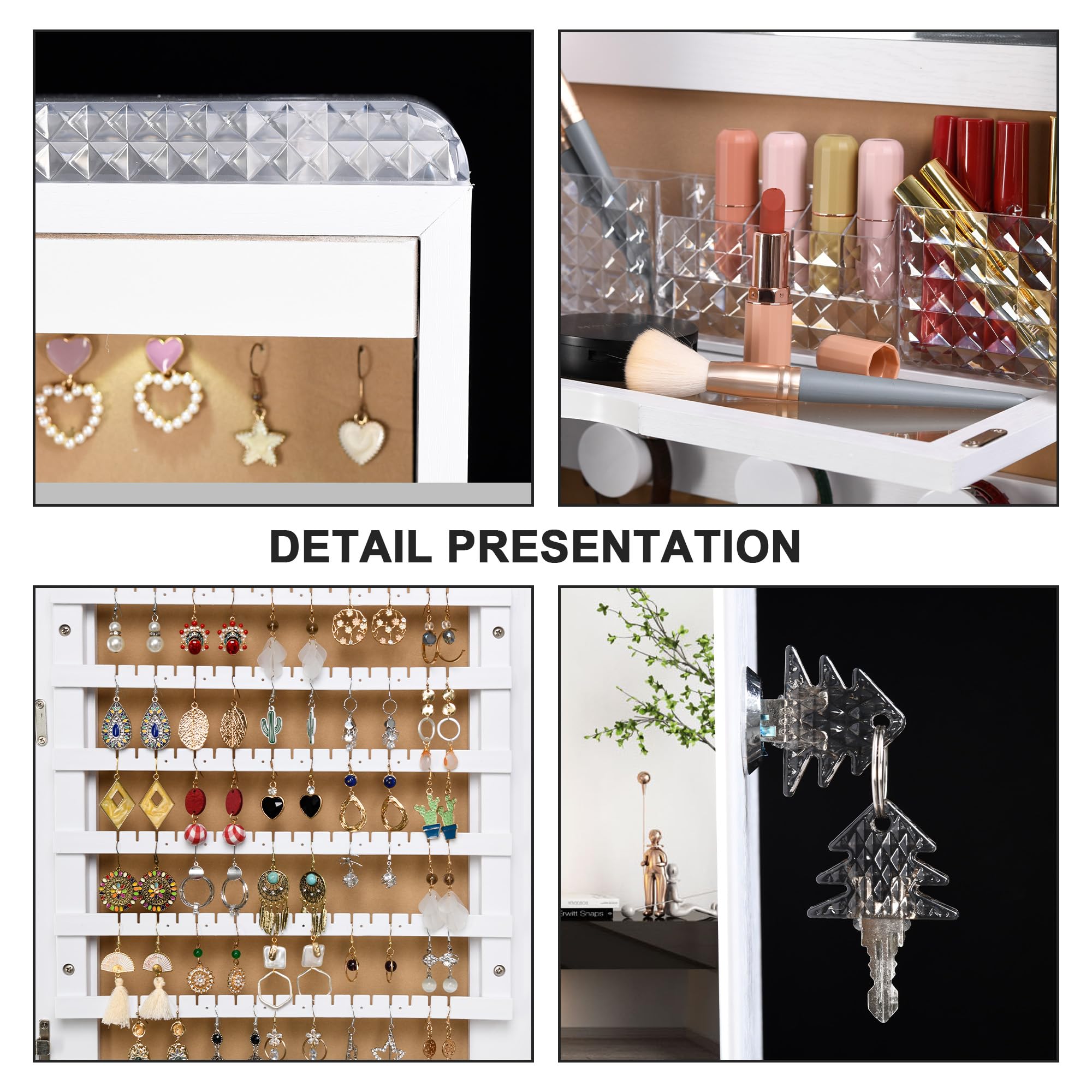 47.2" LED Jewelry Mirror Cabinet with Storage