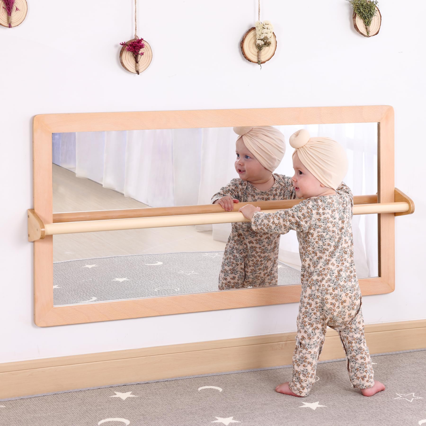 Montessori Baby Mirror with Pull Up Bar
