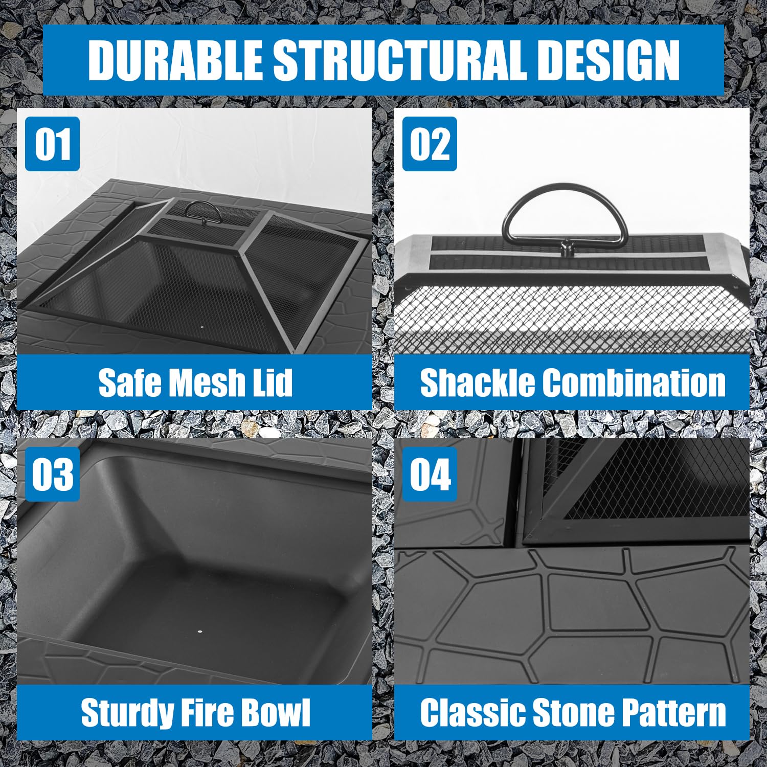 36 Inch Square Fire Pit Table