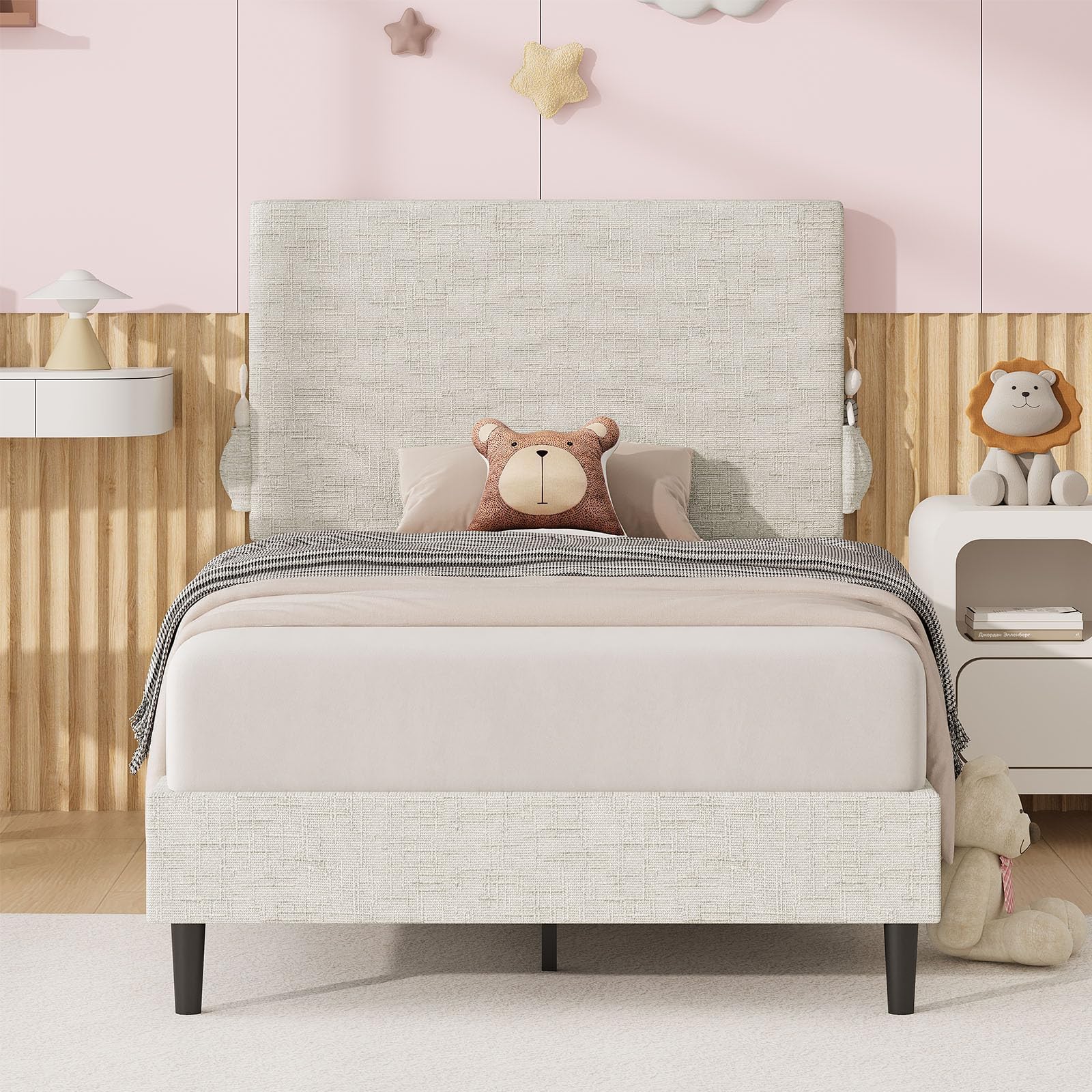 Twin Upholstered Platform Bed with Headboard